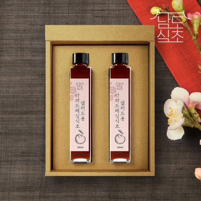 [남도식초] 하화숙 천연발효 사과 드레싱식초 선물세트 (2병x200ml), 200ml, 단일옵션