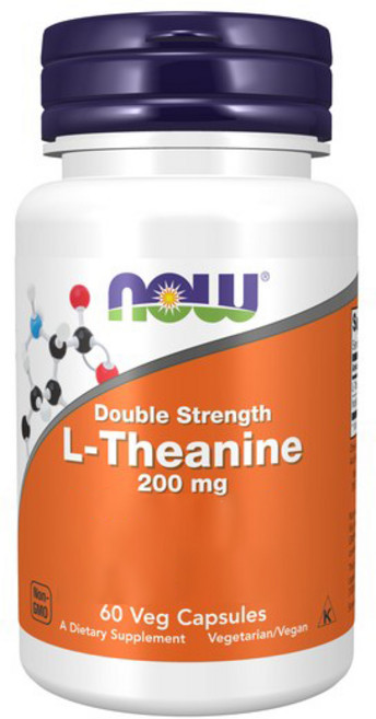 NOW Foods L-茶胺酸 200mg 素食膠囊, 60顆, 1罐