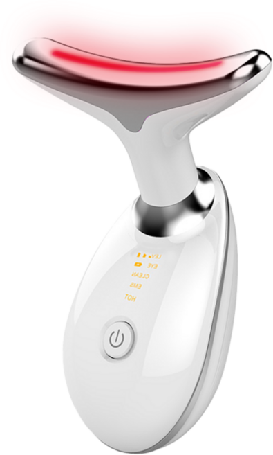 keka 갈바닉 얼굴 목 마사지기 45도 온열 LED EMS미세전류 이온도입 감응식 음파 진동 USB충전식, keka-4002