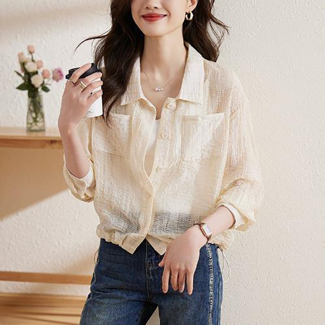 여성 자외선차단 자켓 봄 여름 루즈핏 심플 셔츠 가디건 캐주얼 트렌드 햇빛차단 상의 ljx