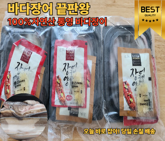 [해들바담]국산 통영 자연산장어 손질바다장어 붕장어 구이용 간장소스1팩 매콤소스1팩증정 산지직송 당일배송, 1박스, 3kg