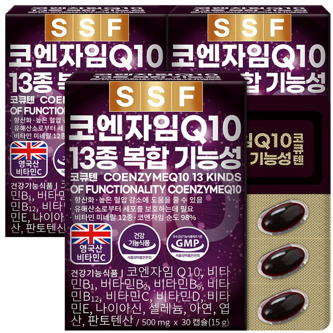 순수식품 코엔자임Q10 코큐텐 비오틴 엽산 아연, 30정, 3개