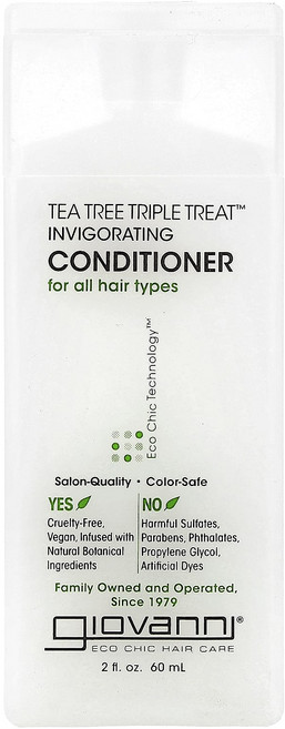 몸관리하세요 겨울입니다 Giovanni Tea Tree Triple Treat 인비고레이팅 컨디셔너 모든 모발용 60ml(2fl oz) 특별관리진행, GiovanniTeaTreeTripleTreat인비고레