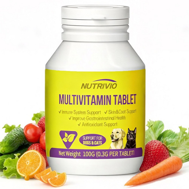 NUTRIVIO 강아지 영양제 고양이 간식 종합 멀티 비타민 관절 피부 눈건강 기관지 활력 올인원 반려동물 종합영양제, 1개, 100g