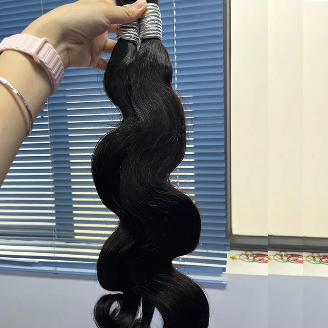 씨실 100% 없는 인모 벌크 익스텐션 원시 베트남 티슈 번들 브레이딩, 03 body, 04 26inches 65CM, 01 300g full head