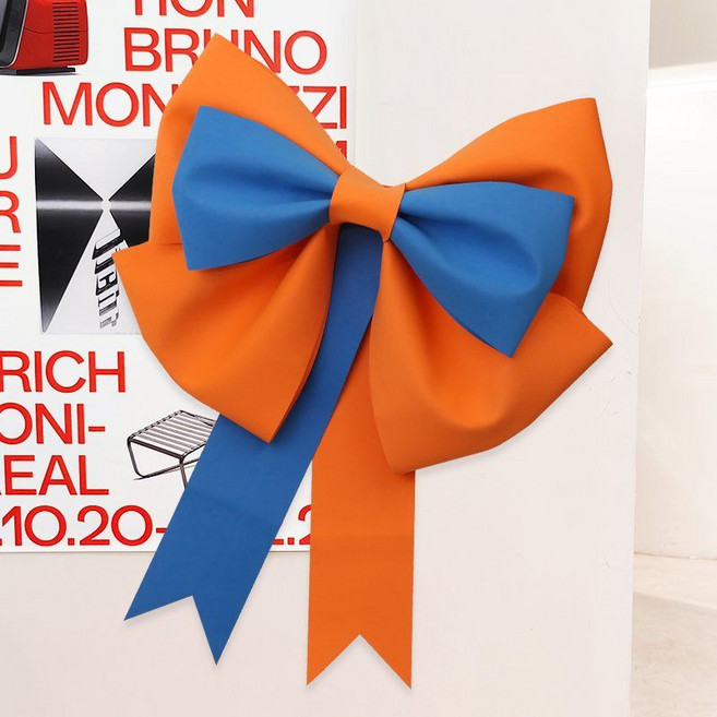 여친선물 대형리본 30 50 75cm 대왕리본 깜짝선물, 오렌지/블루 컬러 블로킹 -S 30cm