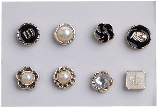 자기 스카프 브로치 마그네틱 버튼 브로치 진주 핀 브로치 여성 없음 구멍 핀 자석 꽃 브로치 8 조각 세트