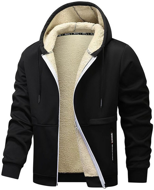 남성용 두껍고 따뜻한 플리스 후드 스웨트셔츠 캐주얼 스포츠 멀티컬러 지퍼 재킷 후드티