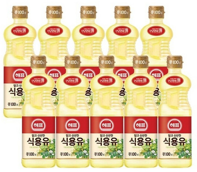 사조대림 해표 콩기름 900ml X 10병 /식용유/오일/튀김/기름, 10개