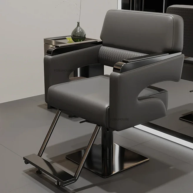 전문가용 스테인리스 스틸 살롱 의자 리프팅 회전식 이발 가구 미용실 헤어드레싱 뷰티 C, 13 E Dark grey-black