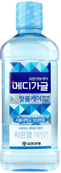 [유한양행]덴탈케어 메디가글 구강청결제 750ml 잇몸케어 마일드, 1개