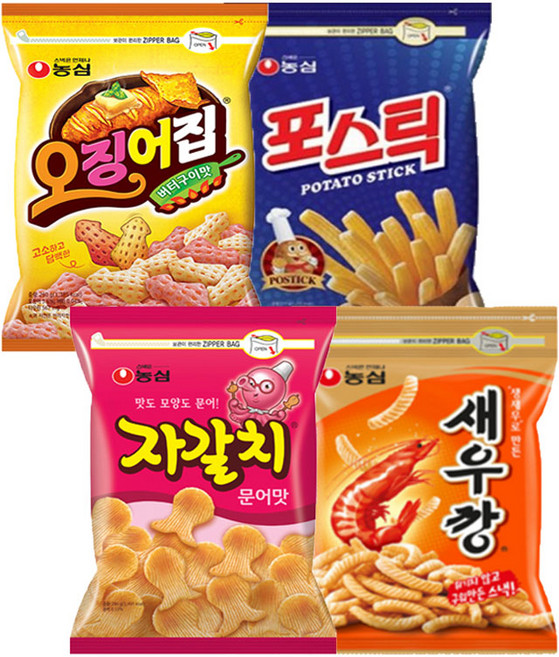 농심 대용량 세트 새우깡 + 자갈치 + 포스틱 +오징어집 1세트, 1개, 260g