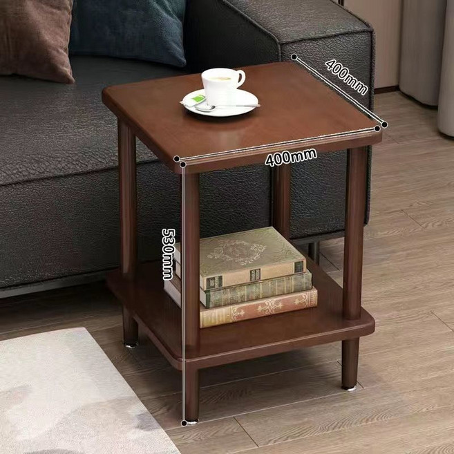 티테이블 사이드 코너 미니 커피 소파 단단한 나무 현대 간단한 캐비닛 긴 거실 더블 레이어 직사각형, 호두색 40x40