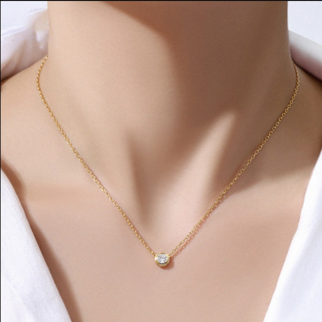 [3 color][써지컬 스틸] 델리아 베이직 라운드 큐빅 목걸이 변색 없는 고 퀄리티 우아한 고급 주얼리