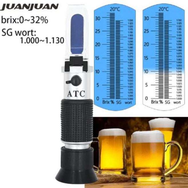 휴대용 디지털 당도계 당도측정기 과일 음료 당도 측정 가정용 알코올 SG 1.000-1.130 0-40% 맥아당 0-25% 듀얼 스케일 미터, 1개, 1) 1.000-1.130
