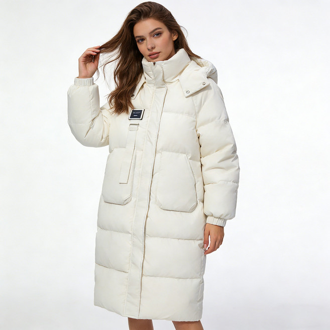 스타일닥터 여성 오버핏 후드 겨울 롱패딩 보온 도톰 솜옷