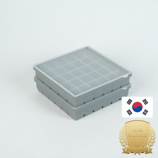 (1+1) 아티즌 쿡 국산 실리콘 얼음틀 아이스트레이 큐브 마늘 보관 용기 세트, 2개, 그레이