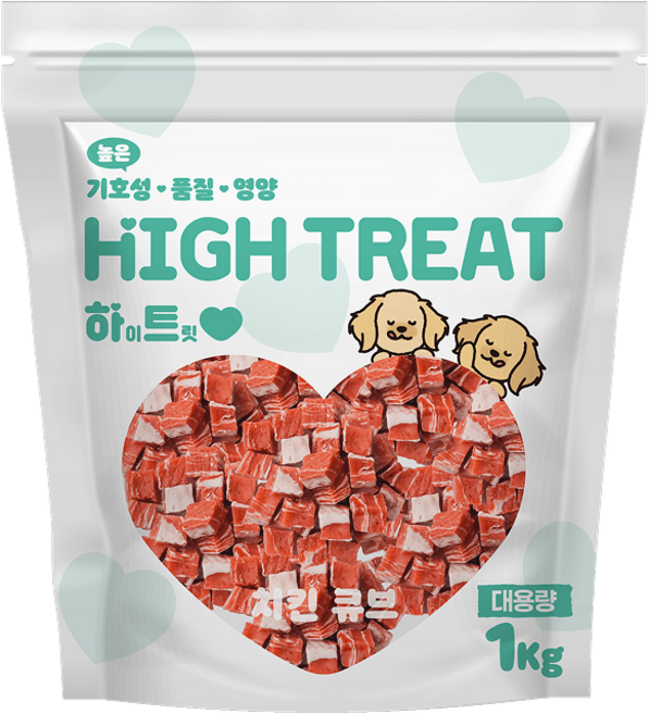 하이트릿 하트간식 대용량 강아지간식, 1개, 1kg, 치킨 큐브