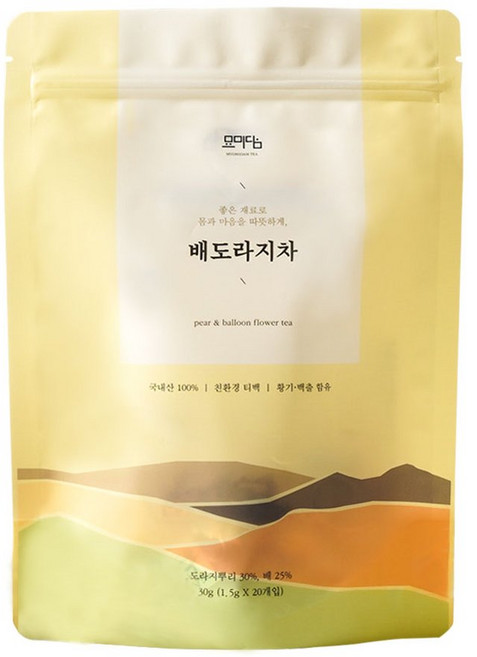 묘미담 국내산 배도라지차 도라지차 티백1.5g 20개입 3개