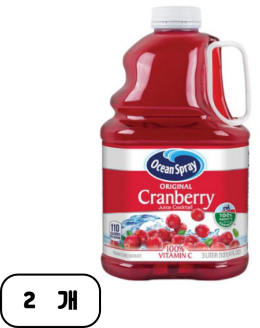 오션스프레이 크랜베리 주스, 3L, 2개