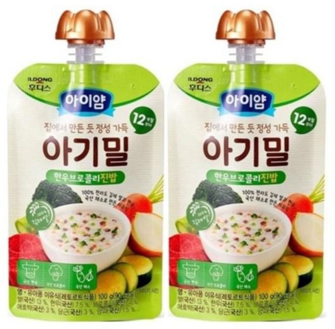 [달콤진] 아이얌 아기밀 한우브로콜리진밥 100g 2개입, 2개