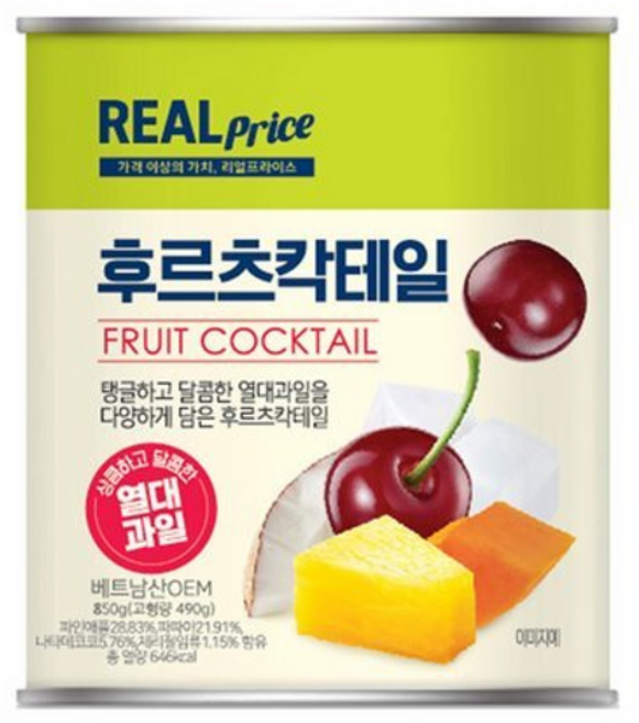 리얼프라이스 후르츠칵테일, 850g, 12개