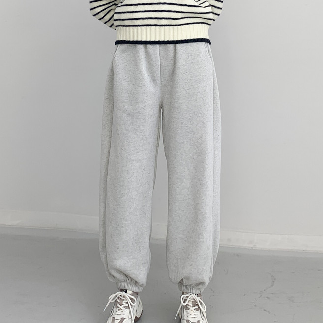 [행복여] 리즈 무지 기모 안감 허리 밴딩 스판 조거 팬츠