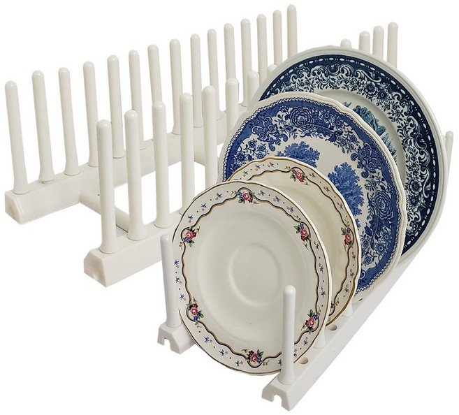 접시꽂이 접시 받침대 접시 정리대 후라이펜 냄비뚜껑 거치대 폭 조절 가능, 크림색상, 1개