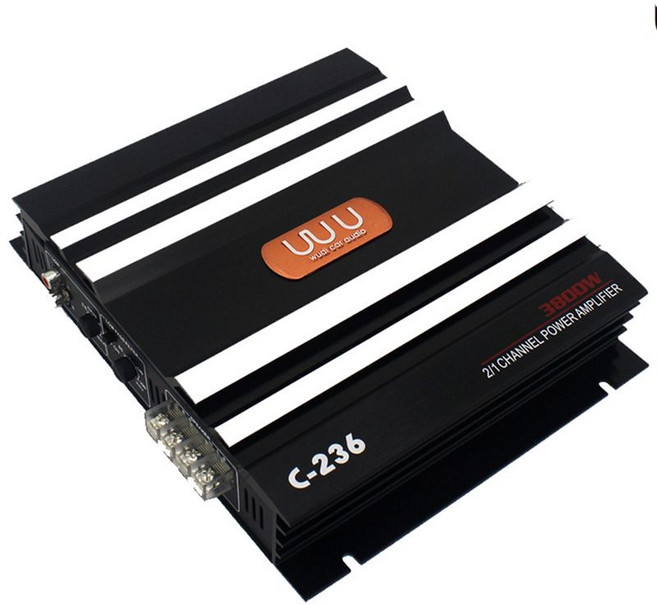3800 W 차량 증폭기 2 채널 블랙 알루미늄 합금 고전 자동차 스테레오 오디오 파워 파워 앰프 용 자동차 서브 우퍼, 검은색