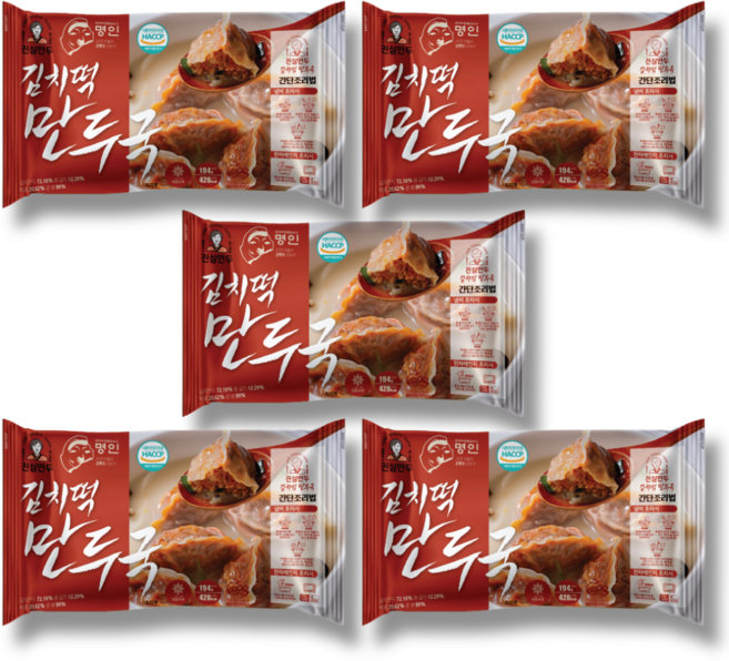 진심만두 김치떡 만두국 5팩, 5개, 194g