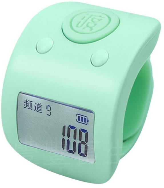 念佛計數器 9頻道記錄電子手指計數器 LCD夜光大屏 USB充電, 綠色, 1個