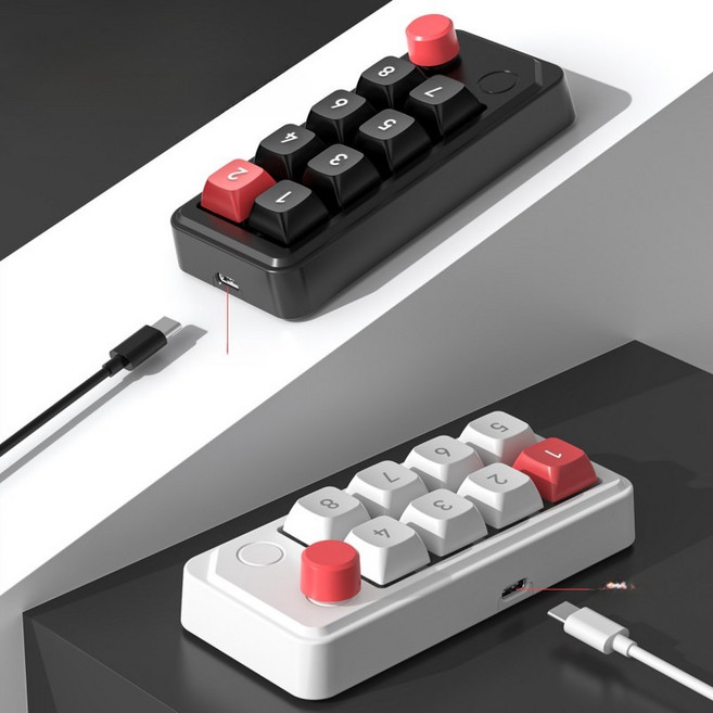 게이밍 유선 기계식 매크로 키보드 저소음 8키 핫스왑, BSUN TOY, 단일 모델, C_블랙 815C