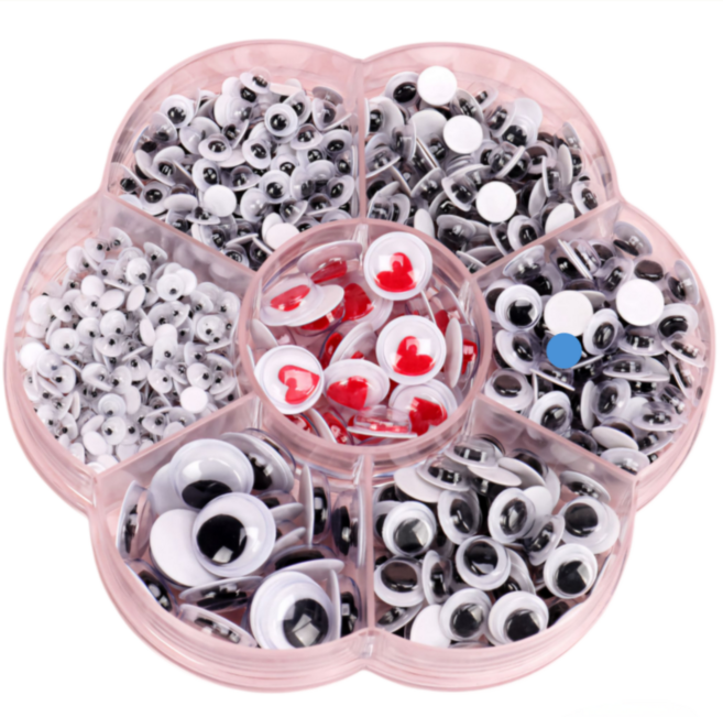 원형 스티커 인형 눈 700P 붙이는 눈 접착 눈알 인형눈알, 1세트, 원형하트