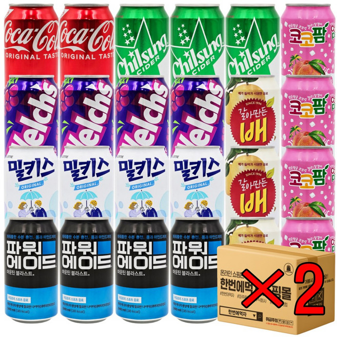 인기뚱캔 6가지맛 총코카콜라/사이다/밀키스/웰치스/갈아만든배/코코팜/파워에이드, 48개, 355ml