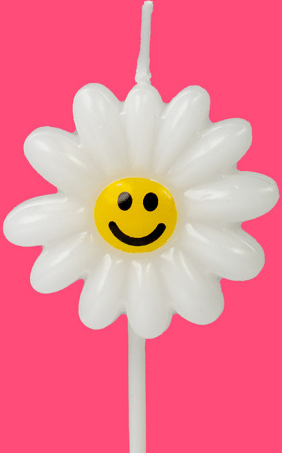 스마일 데이지 디자인 초 1팩(5개) 생일 초 파티 케익 케이크 토퍼 특이한 모양 귀여운 재미있는 캔들, 5개
