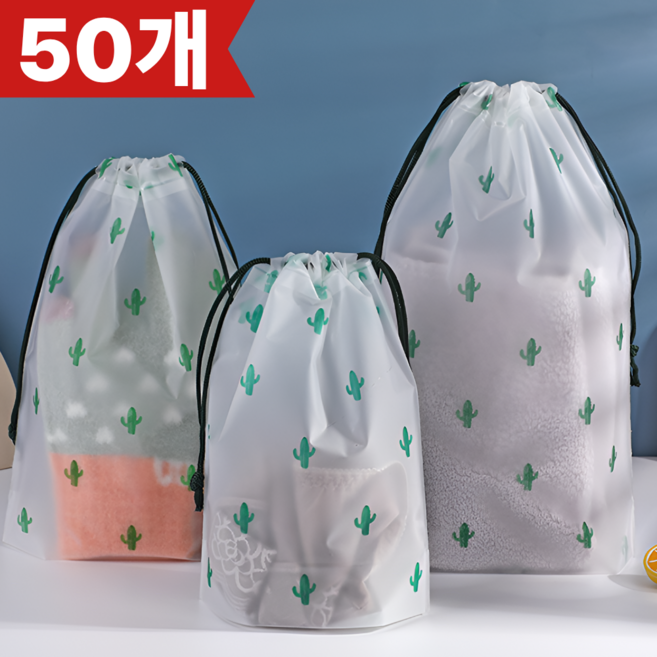 가온루트 반투명 생일 답례품 구디백 선물 포장 봉투, 50개, 선인장