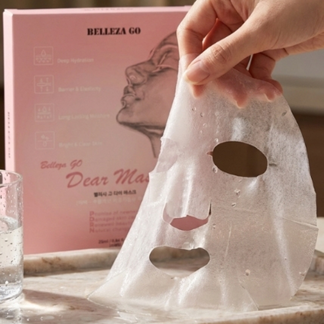 윤슬 벨리사 고 디어 마스크팩 PDRN 히알루론산 보습 콜라겐 텐셀 셀룰로오스 시트, 1개, 10개입