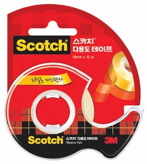 쓰리엠 스카치 투명테이프 581 디스펜서 18mm x 15m, 3개