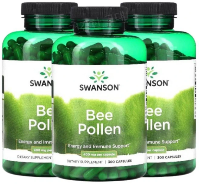 스완슨 벌화분 비폴렌 400mg 300캡슐 3개 꿀벌화분 BeePollen, 300정 - 쿠팡