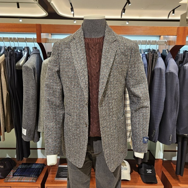 킨록바이킨록앤더슨 울 저지 브라운 하운드투스 이태리 수입원단 캐주얼 자켓 727456