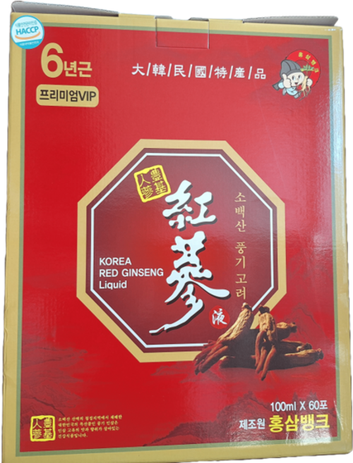 홍삼뱅크 6년근 홍삼액 프리미엄 VIP 100ml 60포, 60개