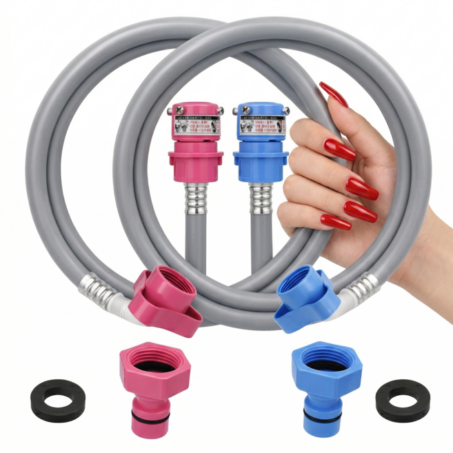 세탁기호스 국산 KC인증 1.3미터, 1개, 온수(빨간1.3미터)