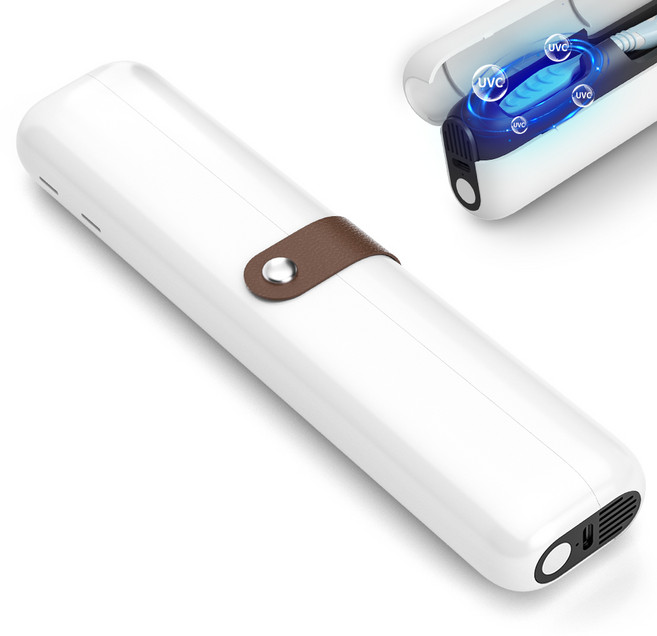 APEXSO 휴대용 칫솔살균기 UV LED 소형 충전식 여행 출장 선물, 화이트
