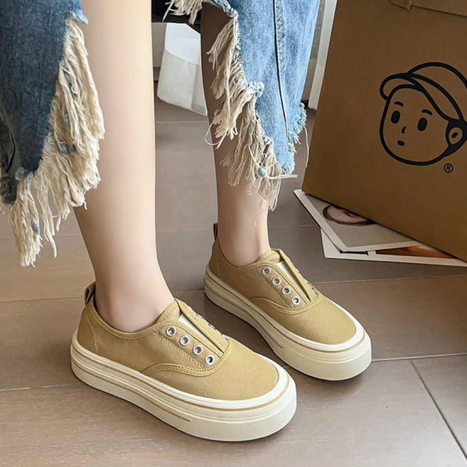 여성 통굽 캔버스 스니커즈 가벼운 키높이 운동화