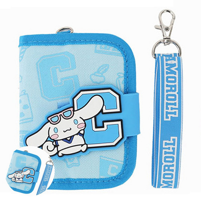 [구마누] 남자어린이지갑 초등학생카드지갑 목걸이카드지갑 학생지갑 산리오 이니셜 2단 목걸이 지갑 시나모롤 캐릭터 편리한 예쁜지갑