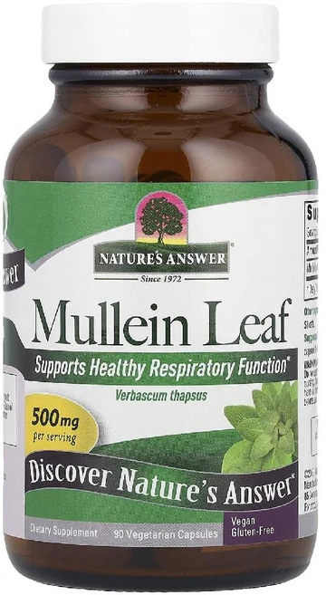 네이처스앤서 뮬레인 잎 물라인잎 Mullein Leaf 500mg 베지캡슐 90정, 1개 - 쿠팡