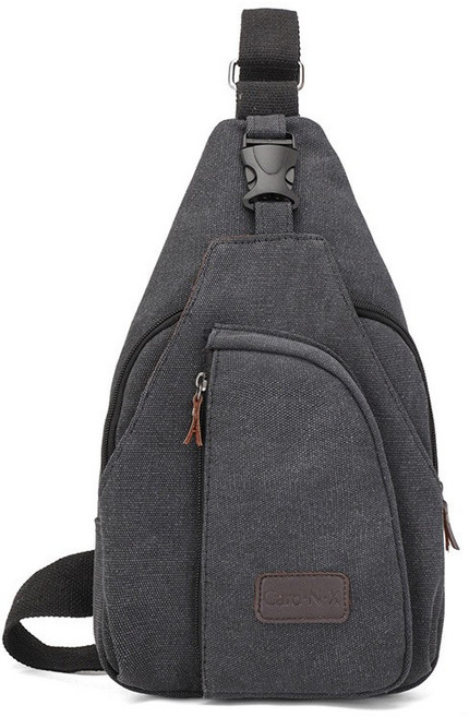 帆布側背包 胸包 單肩斜胸包 男 肩胸包 單肩胸包 男生 斜背胸包 斜肩包 斜跨包 胸前包 男包, 黑色