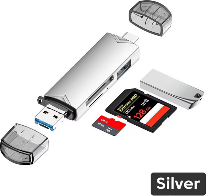 7 in 1 멀티 스마트 카드 리더 USB 3.0 C 타입-SD TF 메모리 카드 플래시 드라이브 어댑터 PC 노트북 액세서리 7 in 1 Card Re USB 3.0 Type C, 3) 6 in 1 card re, 1개