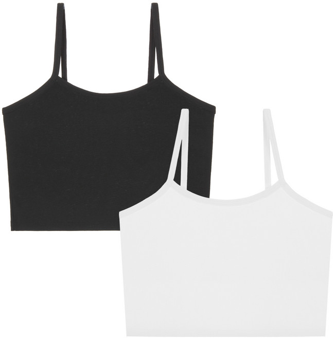 엘라운지 1+1 골지 스트링 크롭나시