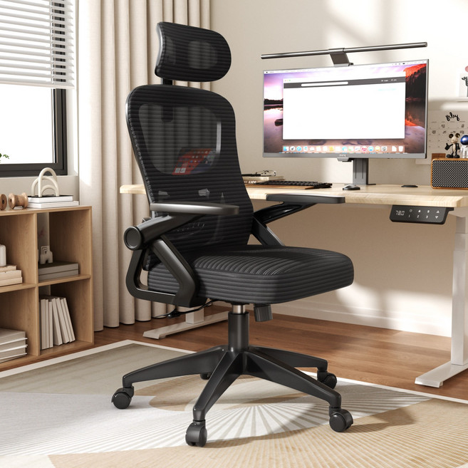 키루에 의자 컴퓨터의자 책상의자 사무용의자 학생 사무실의자 시디즈 공부의자 사무실 회의실 독서실 사무용 컴퓨터 의자 푹신한 메쉬 의자, 블랙 헤드레스트